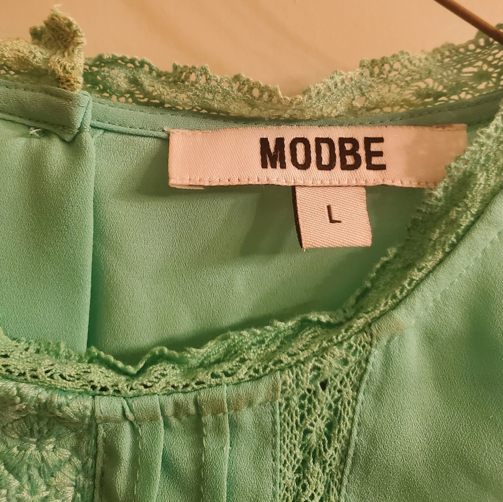 Modbe Teal Ruffle Blouse - L - Picture 3 of 8